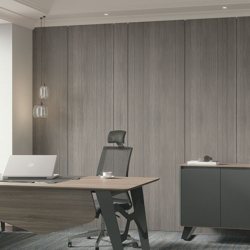 طقم أثاث مكتبي سمارت 3 قطع - رمادي وبني فاتح