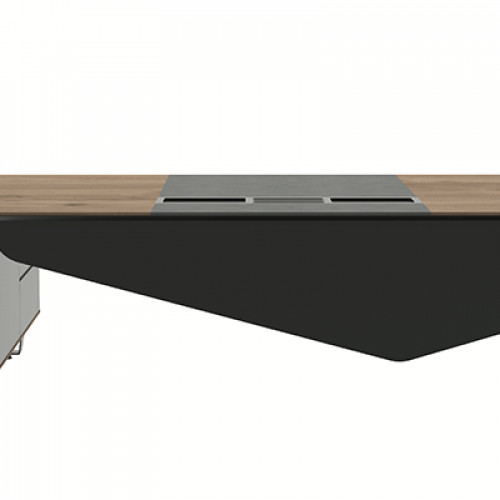طقم أثاث مكتبي سمارت 3 قطع - رمادي وبني فاتح