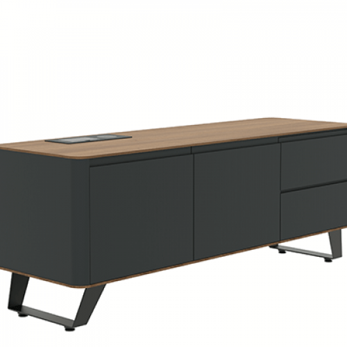 طقم أثاث مكتبي سمارت 3 قطع - رمادي وبني فاتح