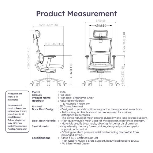 كرسي ظهر مرتفع S-3000H