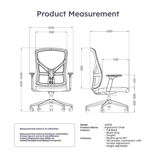 كرسي بمسند ظهر متوسط ​​O-57L