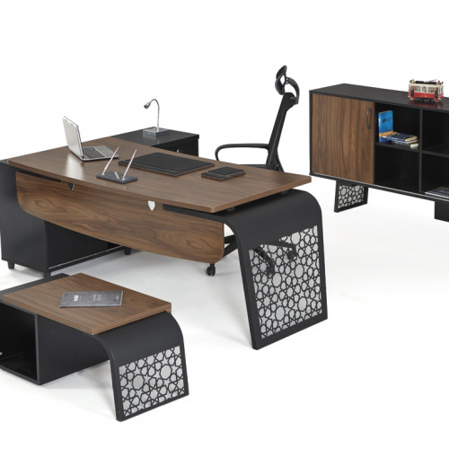 طقم أثاث مكتبي تيرا 3 قطع - رمادي وبني