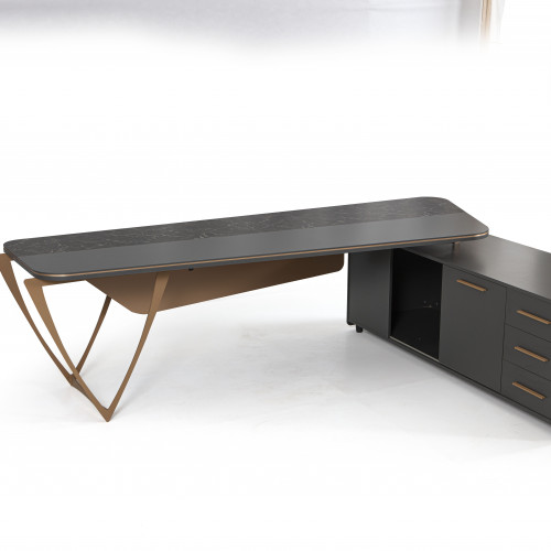 طقم أثاث مكتبي آيكون 3 قطع - أسود وذهبي