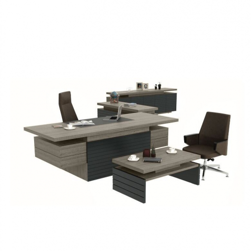 طقم أثاث مكتبي لاستر 4 قطع - بني فاتح ورمادي