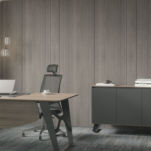 طقم أثاث مكتبي سمارت 3 قطع - رمادي وبني فاتح