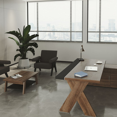  طقم أثاث مكتبي هورسي 3 قطع - رمادي وبني فاتح