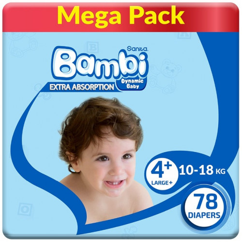 بامبي مقاس (4 بلس) عبوة ميجا 78 حفاضة