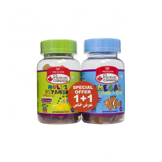 بيورايفر فيتامينات متعددة + اوميجا 3 مجانا حلوى مضغ للأطفال بيورايفر فيتامينات متعددة + اوميجا 3 مجانا حلوى مضغ للأطفال