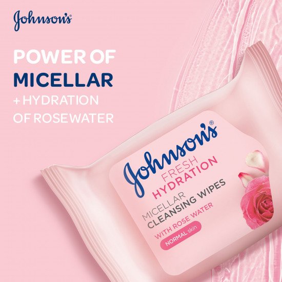 جونسون مناديل ميسيلار للتنظيف بماء الورد 25 م جونسون مناديل ميسيلار للتنظيف بماء الورد 25 م