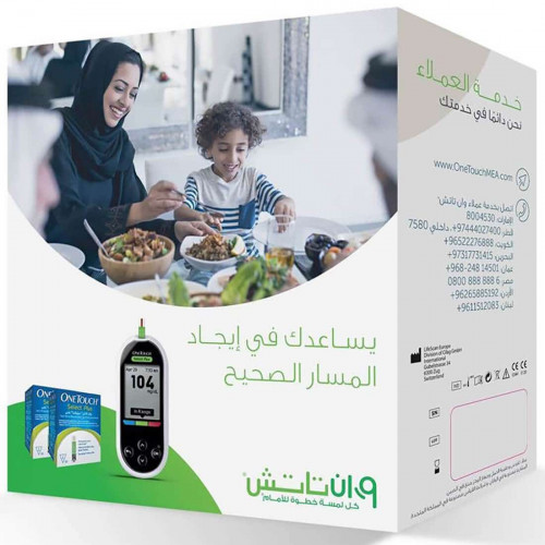 وان تاتش سليكت بلاس جهاز سكر+2 علبه شرائط
