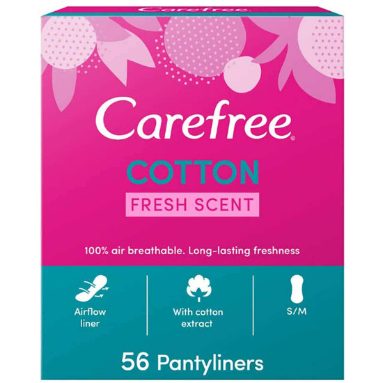 كير فري فوط يومية ملمس القطن عطر منعش عبوة 56 فوطة