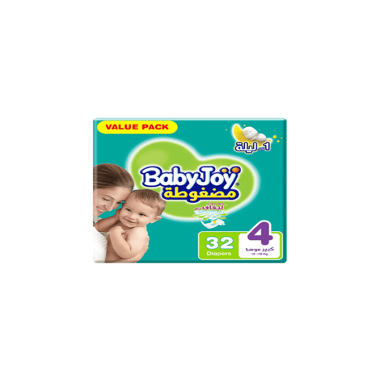 بيبي جوي مقاس (4) كبير 10-18 كجم العبوة الاقتصادية 32 حفاضة بيبي جوي مقاس (4) كبير 10-18 كجم العبوة الاقتصادية 32 حفاضة