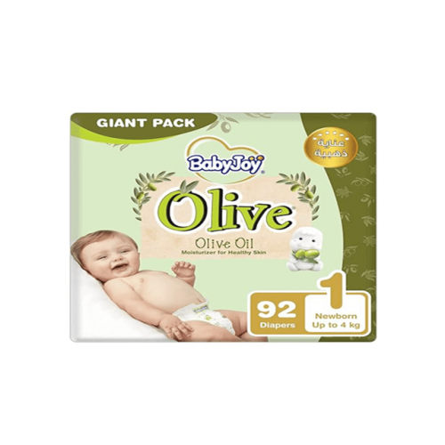 بيبي جوي اوليف مقاس المولود الجديد 0-4 كغ العبوة العملاقة 92 حفاض بيبي جوي اوليف مقاس المولود الجديد 0-4 كغ العبوة العملاقة 92 حفاض