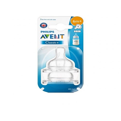 أفنت SCF 634/27 حلمات رضاعة كلاسيك بلس من عمر ٦ أشهر ٤ فتحات ٢ حبة