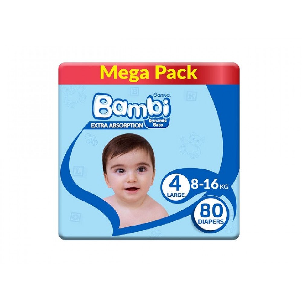 بامبي مقاس (4) عبوة ميجا 80 حفاضة