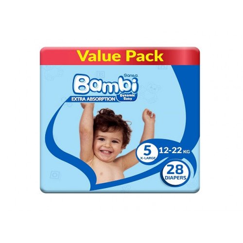 بامبي مقاس (5) عبوة اقتصادية 28 حفاضة