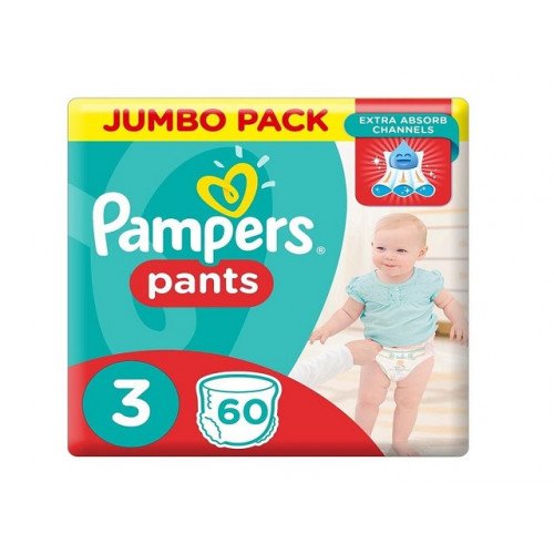 بامبرز حفاضات سراويل للحماية من الطفح الجلدي مقاس 3، 60 قطعة