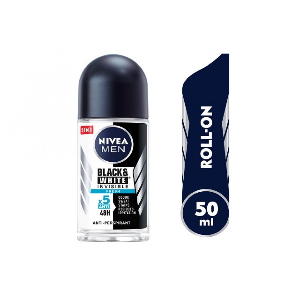 نيفيا، مزيل عرق، رول أون، أسود و أبيض فريش، للرجال - 50 مل