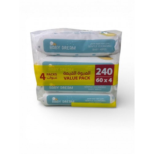 بيبي دريم مناديل تنظيف لطيفة للأطفال غير معطرة 240 منديل