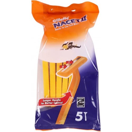 جيليت ناسيت ماكينات حلاقة بشفرتين 5 قطع