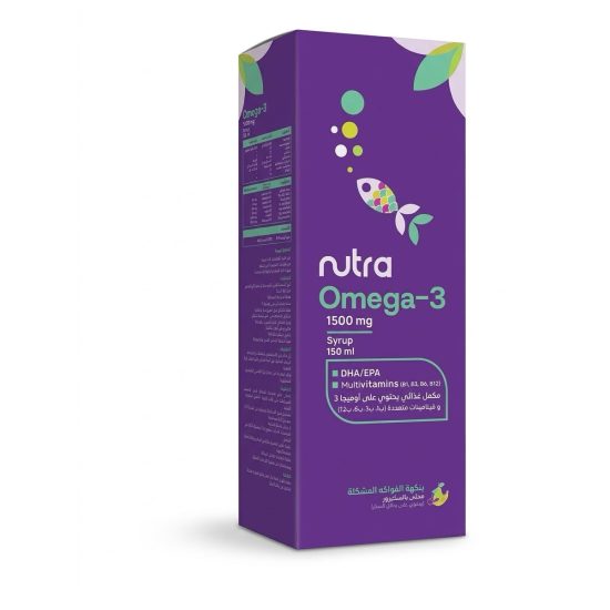  نوترا أوميجا-3 شراب (Nutra Omega-3) بتركيز 1500 مجم مع الفيتامينات المتعددة - 150 مل