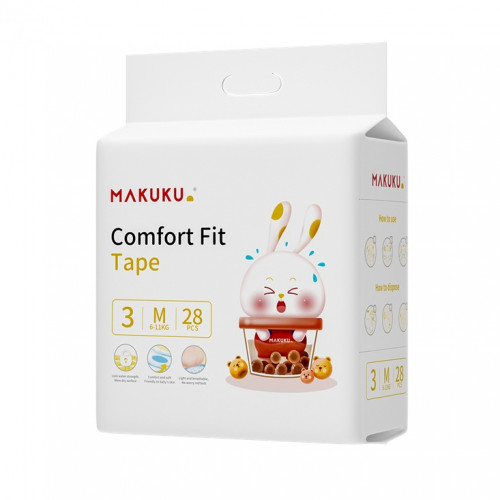 حفاضات ماكوكو كمفورت فيت - للحماية والراحة طوال اليوم مقاس (3) 28 حفاض حفاضات ماكوكو كمفورت فيت - للحماية والراحة طوال اليوم مقاس (3) 28 حفاض