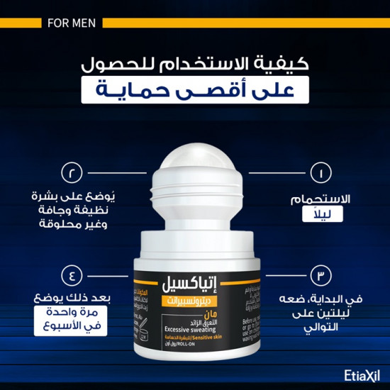 إتياكسيل مزيل التعرق للرجال - رول أون للبشرة الحساسة 15 مل 