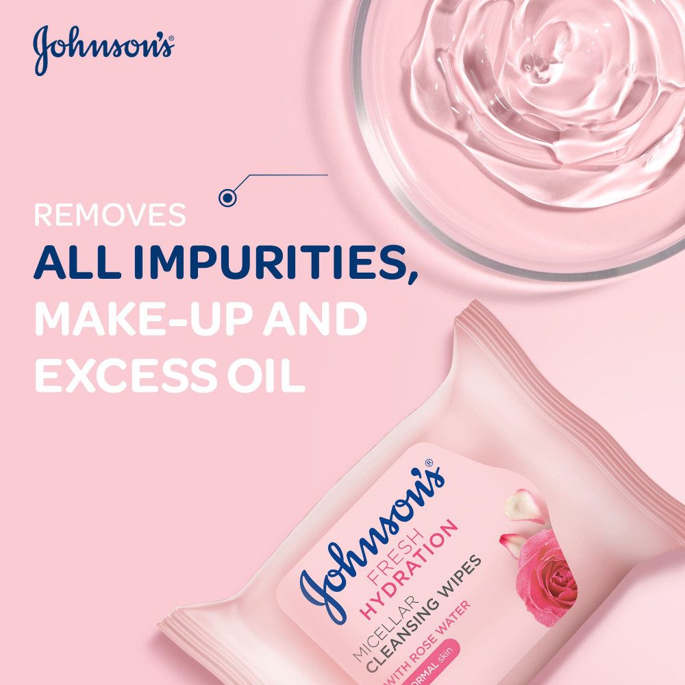 جونسون مناديل ميسيلار للتنظيف بماء الورد 25 م جونسون مناديل ميسيلار للتنظيف بماء الورد 25 م