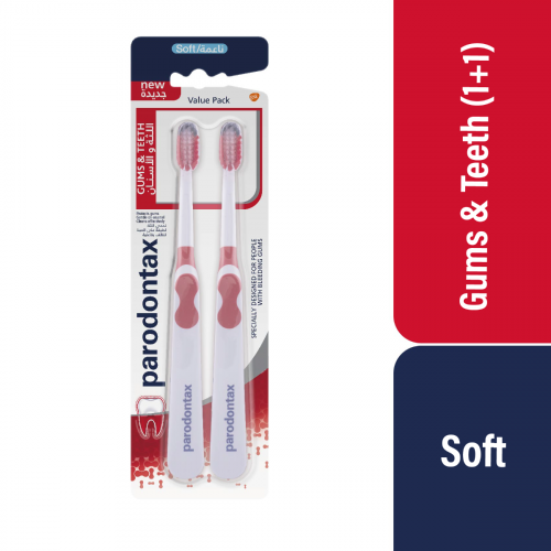 بارودونتكس فرشة اسنان ناعمة قطعة + قطعة مجاناً بارودونتكس فرشة اسنان ناعمة قطعة + قطعة مجاناً