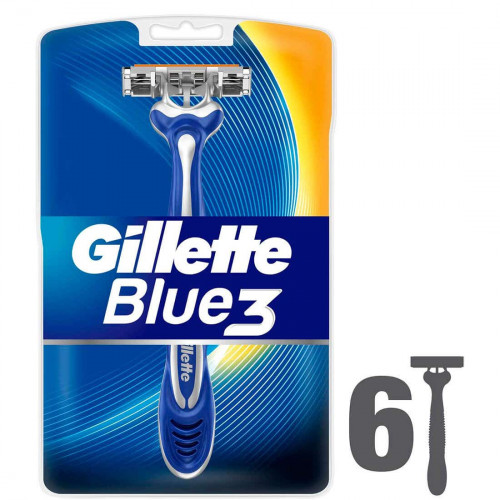 شفرات جيليت بلو 3 للرجال للاستعمال مرة واحدة ، عدد 6