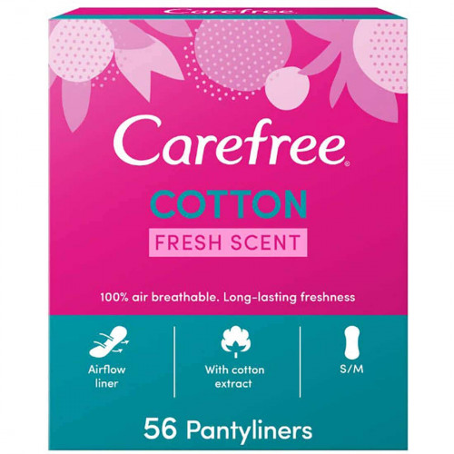 كير فري فوط يومية ملمس القطن عطر منعش عبوة 56 فوطة