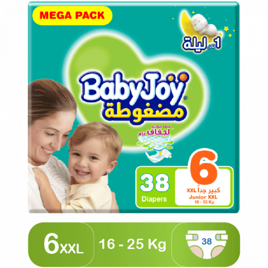بيبي جوي مقاس (6) عبوة ميجا 38 حفاضة بيبي جوي مقاس (6) عبوة ميجا 38 حفاضة