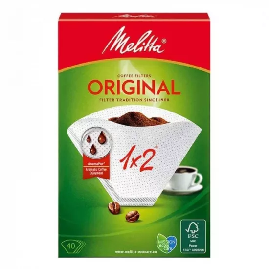 ميليتا فلتر تقطير 1×2 للقهوة 40 قطعة اوريجنال