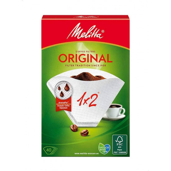 ميليتا فلتر تقطير 1×2 للقهوة 40 قطعة اوريجنال