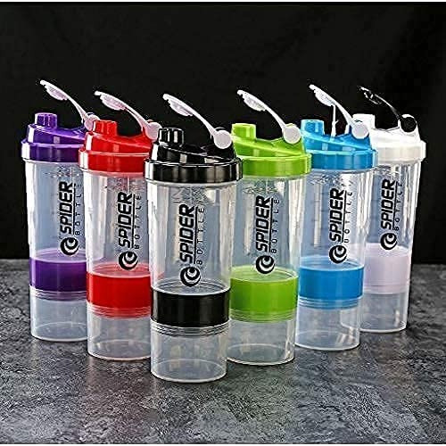 شيكر سبايدر شفاف مع حافظة يروتين وحبوب 500 ملي