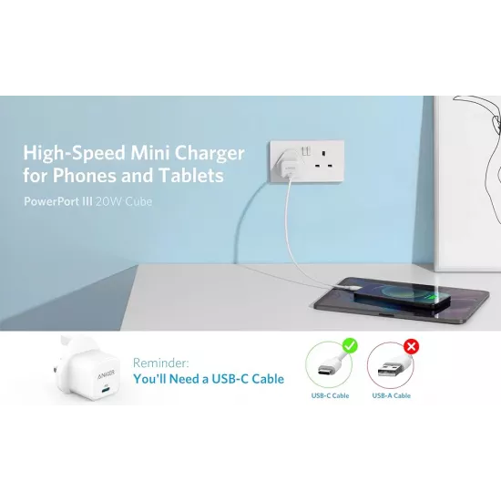 شاحن جداري بسرعة 20 واط من شركة أنكر - منفذ تايب سي - ضمان لمدة 18 شهر - لون أبيض شاحن جداري بسرعة 20 واط من شركة أنكر - منفذ تايب سي - ضمان لمدة 18 شهر - لون أبيض