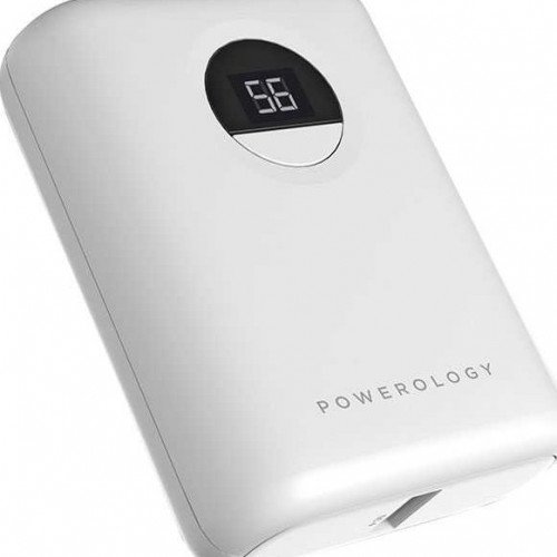 بطارية (باوربانك) صغيرة بحجم بطاقة البنك بسعة 10000 ملي آمبير - من شركة باورولوجي - لون أبيض - ضمان لمدة سنة