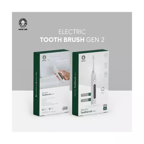 فرشاة أسنان إلكترونية - من شركة جرين لايون - لون أبيض  - ضمان لمدة سنة