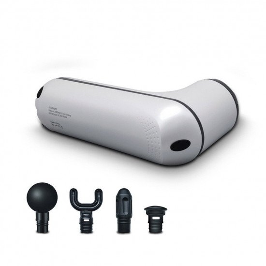 مسدس مساج صغير الحجم مع أربع رؤوس مختلفة لمختلف مناطق الجسم - ضمان لمدة سنة - من شركة بورودو