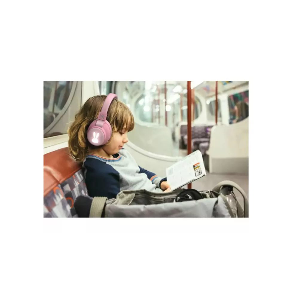 سماعة لاسلكية للأطفال من شركة بورودو - ضمان لمدة سنة - لون وردي