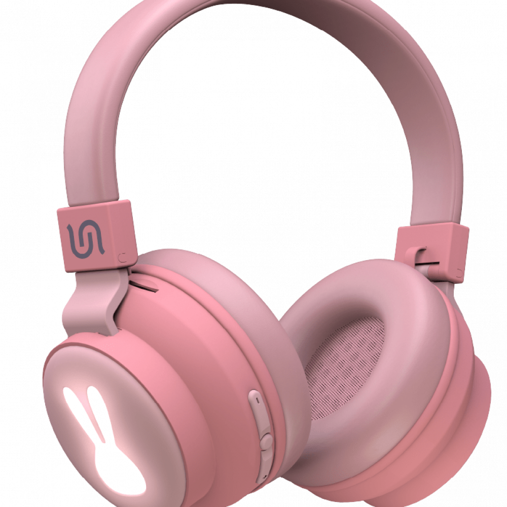 سماعة لاسلكية للأطفال من شركة بورودو - ضمان لمدة سنة - لون وردي