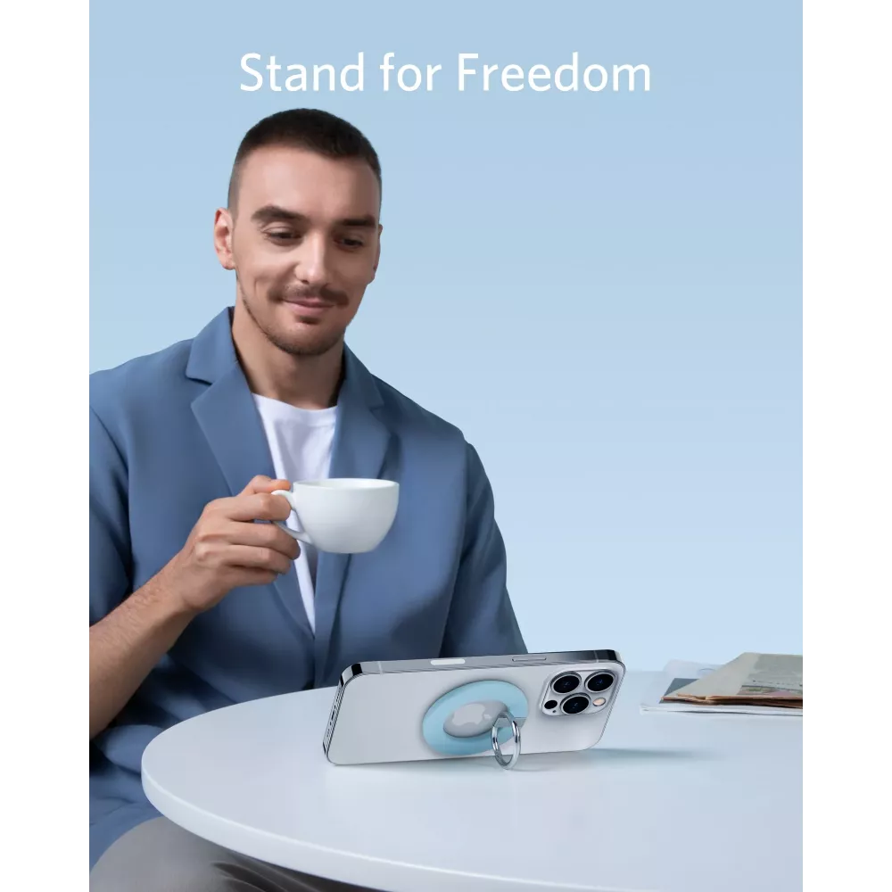مسكة يد ماجسيف للآيفون + ستاند من شركة أنكر - لون أزرق مسكة يد ماجسيف للآيفون + ستاند من شركة أنكر - لون أزرق
