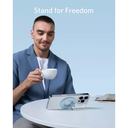 مسكة يد ماجسيف للآيفون + ستاند من شركة أنكر - لون أزرق