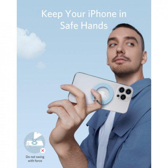 مسكة يد ماجسيف للآيفون + ستاند من شركة أنكر - لون أزرق مسكة يد ماجسيف للآيفون + ستاند من شركة أنكر - لون أزرق