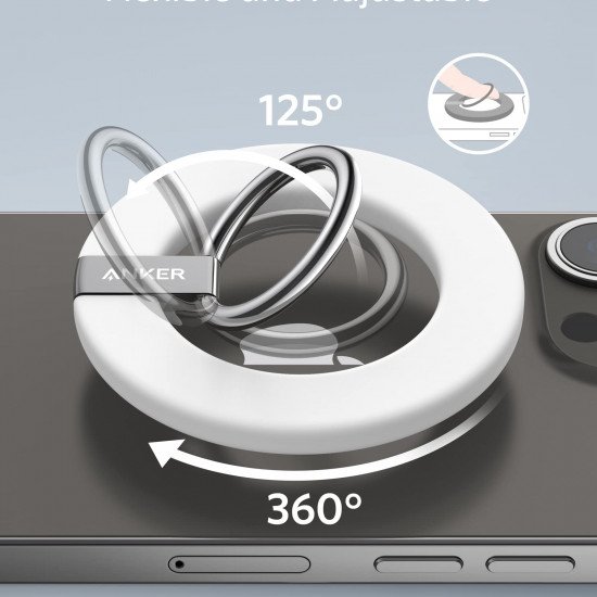 مسكة يد ماجسيف للآيفون + ستاند من شركة أنكر - لون أبيض مسكة يد ماجسيف للآيفون + ستاند من شركة أنكر - لون أبيض