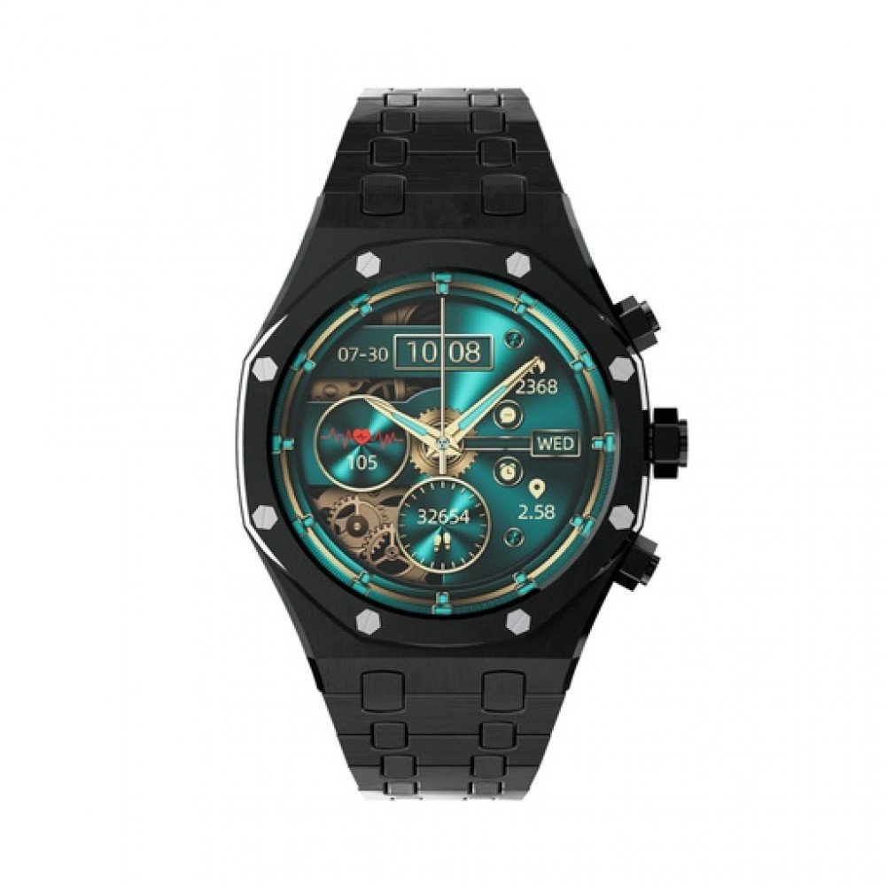 ساعة ذكية بشكل مميز من شركة بورودو - ضمان لمدة سنة - لون أسود+ أخضر