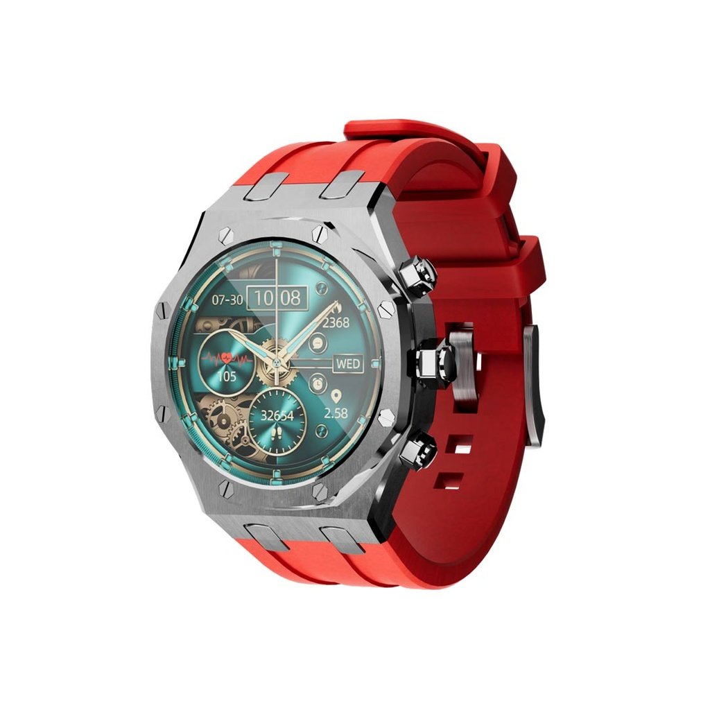 ساعة ذكية بشكل مميز من شركة بورودو - ضمان لمدة سنة - لون فضي+ أحمر ساعة ذكية بشكل مميز من شركة بورودو - ضمان لمدة سنة - لون فضي+ أحمر