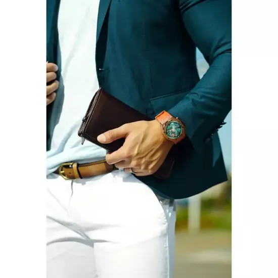 ساعة ذكية بشكل مميز من شركة بورودو - ضمان لمدة سنة - لون روز جولد + برتقالي