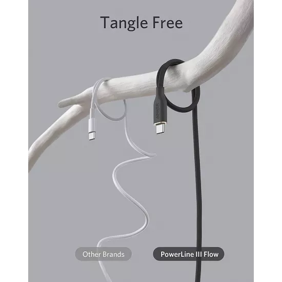 سلك شحن تايب سي إلى تايب سي بسرعة 100 واط من شركة أنكر - 0.9 متر - ضمان لمدة 18 شهر - لون أسود