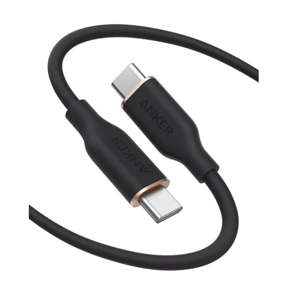 سلك شحن تايب سي إلى تايب سي بسرعة 100 واط من شركة أنكر - 0.9 متر - ضمان لمدة 18 شهر - لون أسود